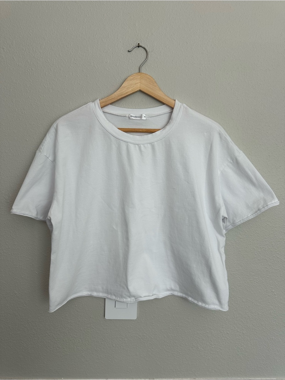 White Cropped Crewneck Tee - Women